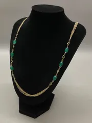 SN975 グリーンオニキス 多重 ゴールド ネックレス アンティーク アクセサリー