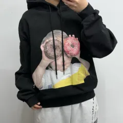 2 acme de la vie アクメドラビ ブラック WHO フーディーTシャツ