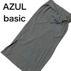 AZUL basic アズールベーシック　ニットスカート　サイドスリット　Sサイズ　グレー　ウエストゴム　リボンベルト