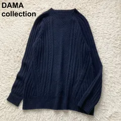 美品 ダーマコレクション DAMA collection カシミヤ100% ケーブル編み クルーネック ニット セーター プルオーバー ネイビー 紺 レディース L サイズ 日本製 オフィス カジュアル 上品 極上 デート お出かけ 通勤  高級素材