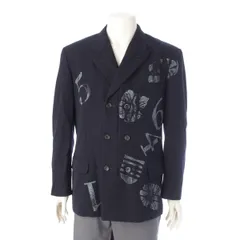 コムデギャルソンオムプリュス 95AW AD1995 ウール キュプラ ナンバー 数字 SLEEP テーラードジャケット トップス PJ-04017S ネイビー S【中古】