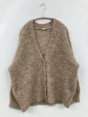 カーディガン/ボレロ M ブラウン ウール・ニット 無地 ミドル丈 長袖