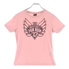 DIESEL (ディーゼル) 90-00S FUN RUN 33 フロントプリント クルーネック 半袖Tシャツ カットソー ピンク レディース