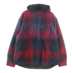 SUPREME (シュプリーム) 25SS Quilted Lined Hooded Flannel Shirt オンブレチェック フーデッド フランネル シャツ フード付き長袖シャツ ブラック/レッド