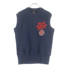 DIESEL (ディーゼル) 00S チェーンステッチ装飾 Vガゼット スウェットベスト ネイビー レディース