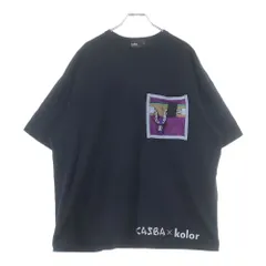kolor (カラー) 24SS ×CASBA カズバ メッシュポケット コットン オーバーサイズ クルーネック 半袖Tシャツ カットソー ブラック 24SCM-T26219S