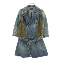 DIESEL (ディーゼル) 00S NOBLOUSE-LES コーデュロイ切替 ライダースデザイン デニムミニワンピース インディゴ/オリーブ レディースのサムネイル