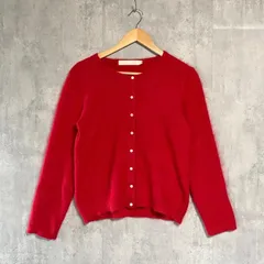 PINK HOUSE アンゴラ混 カーディガン 赤 ミンク加工 ピンクハウス クルーネック ニット 毛足長め ふわふわ  レトロ ガーリー ヴィンテージ 90s シャギーニット 金子功 y2k アンゴラ70% ナイロン30% 真っ赤 レッド M相当 レディース