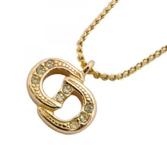 【6jbb0144-k】クリスチャンディオール ネックレス CDロゴ GPメッキ ラインストーン ゴールド【中古】レディース