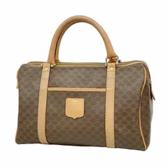 【6bb2533】セリーヌ ハンドバッグ マカダム PVC ブラウン ゴールド金具【中古】レディース