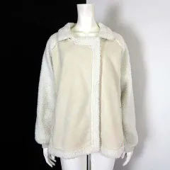 ジャケット フェイクムートン ボア ジップアップ 長袖 L オフ白 アイボリー