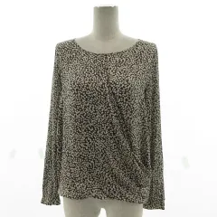 モガ MOGA カットソー 長袖 ボートネック 総柄 ブラック 黒 ベージュ 2