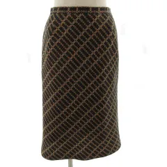 インディヴィ INDIVI スカート ひざ下丈 ドット風 総柄 ブラウン 茶 オレンジ ベージュ 40