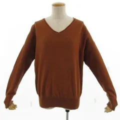 メイソングレイ MAYSON GREY ニット 長袖 Vネック シンプル コットン混 ブラウン 茶 2