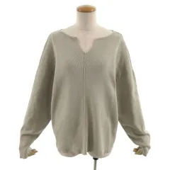 オペークドットクリップ OPAQUE.CLIP ニット スリットネック 長袖 コットン混 グレージュ系 40 L