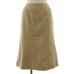 アマカ AMACA スカート 台形 ひざ丈 コットン混 ベージュ 36