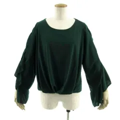 セシルマクビー CECIL McBEE カットソー 長袖 フレアスリーブ フリル グリーン 緑 M