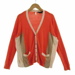 トラッゾドンナ Torrazzo Donna カーディガン ニット V襟 長袖 配色 オレンジ ブラウン 茶 ピンクベージュ