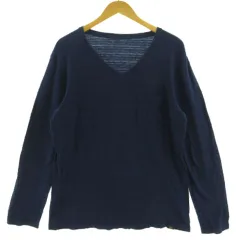 タケオキクチ TAKEO KIKUCHI カットソー 長袖 ロンT Vネック 胸ポケ コットン 日本製 ボーダー柄 ブルー系 青系 5