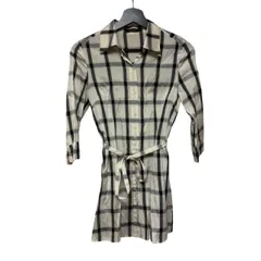 B093 TOMORROWLAND（トゥモローランド）BALLSEY（ボールジィ）チェック柄シャツワンピース ロングシャツ ブロックチェック柄 38サイズ