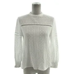 ナチュラルビューティーベーシック NATURAL BEAUTY BASIC カットソー 丸首 長袖 総レース ホワイト 白 M