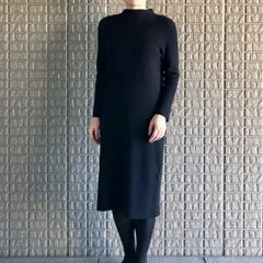 Theory luxe ロングニットワンピース リブニット ハイネック 長袖 ブラック オケージョンワンピース 38サイズ