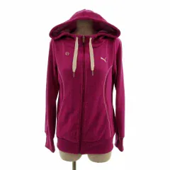 プーマ PUMA パーカー スウェット 長袖 ロゴ刺繍 ジップアップ パープル系 ピンクパープル M