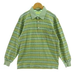 アーノルドパーマー Arnold Palmer ポロシャツ 長袖 切替え コットン ボーダー グリーン 緑 イエロー 黄色 L