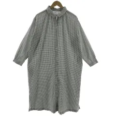 スタディオクリップ Studio Clip ワンピース シャツワンピース 長袖 ロング丈 格子柄 ホワイト 白 ブラック 黒 F