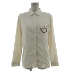 カステルバジャック CASTELBAJAC シャツ エッフェル塔 刺繍 長袖 コットン ストライプ ライトベージュ 3