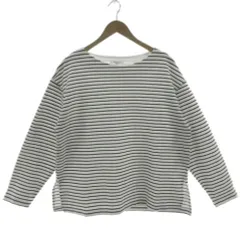 オペークドットクリップ OPAQUE.CLIP ピマコットン リップルカットソー 637-14228 長袖 スリット ボーダー ホワイト 白 ブラック 黒 L