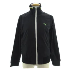 プーマ PUMA ジャケット ウインドブレーカー スタンドカラー ロゴ刺繍 切替え ジップアップ 裏地メッシュ ブラック 黒 S