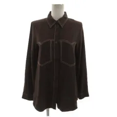 ザラ ZARA シャツ ステッチ 長袖 ブラウン 茶 M