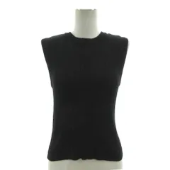 マーキュリーデュオ MERCURYDUO ニット 丸首 ノースリーブ ワイドリブ ブラック 黒 F