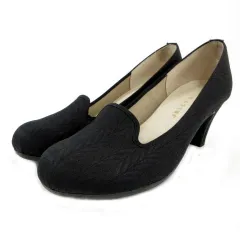 ジェリービーンズ JELLY BEANS パンプス ラウンドトゥ 日本製 ヘリンボーン柄 ブラック 黒 23.5