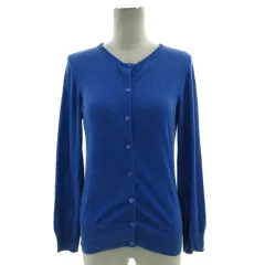 ユナイテッドアローズ UNITED ARROWS カーディガン ニット 丸首 長袖 薄手 シルク混 ブルー 青