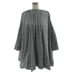 ピュアルセシン pual ce cin チュニック カットソー ギャザーネック 長袖 コットン 小花柄 ネイビー系 グレーネイビー オフ白