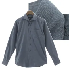 コムサメン COMME CA MEN ホリゾンタルワイドカラーシャツ ワイシャツ 07-07HD35 胸ポケ 長袖 コットン ブルー系 ブルーグレー M