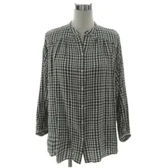 グローバルワーク GLOBAL WORK バンドカラースキッパーレーヨンシャツ GW622002AD 長袖 ギンガムチェック ブラック 黒 ホワイト 白 L