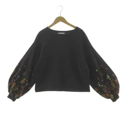 ザラ ZARA バルーンスリーブスウェット トレーナー 長袖 花柄プリント 裏起毛 コットン グレー マルチカラー S