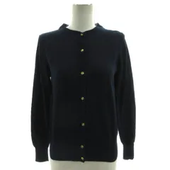 イエナ IENA カーディガン ニット 丸首 長袖 金ボタン コットン ネイビー 紺