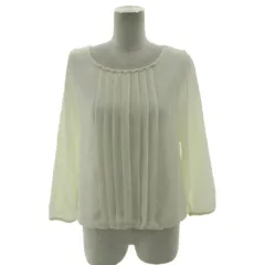 エニィスィス エニシス anySiS フロントプリーツシフォンブラウス ビーズ パール 長袖 裾ゴム アイボリー 1