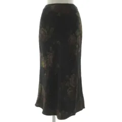 ローラアシュレイ LAURA ASHLEY スカート タイト 裾フレア ロング丈 バラ 花柄 ブラック 黒 マルチカラー 9