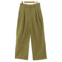 ザラ ZARA パンツ ストレート ワイド タック コットン混 カーキ系 カーキベージュ S