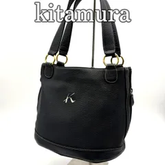 キタムラ Kitamura レザー ハンドバッグ バケツ型 ブラック シボ革 肩掛け セミショルダー ゴールド金具 Kロゴ 上品 シンプル カジュアル フォーマル デイリー 通勤 通学 レディース 定番 収納力 軽量 エレガント