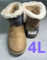 【希少4L】ハリスツイード ムートンブーツ 大きいサイズ Harris Tweed チェック ボア 防寒 あったか レディース 4Ｌ26cm 27cm 美品 完売品のサムネイル