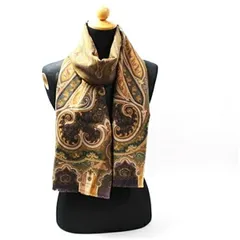 エトロ ウール・シルク 長方形 大判ストール ブラウン ベージュ 中古 Aランク ETRO レディース 女性のサムネイル