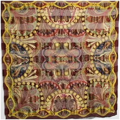 クリスチャンディオール シルク 大判スカーフ ブラウン カーキ 中古 Aランク