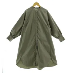 ザショップティーケー THE SHOP TK バンドカラーシャツワンピース 040-55003 長袖 ミディ丈 コットン カーキ M