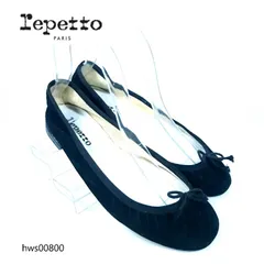 レペット Repetto サンドリオン Cendrillon 37 23.3cm 23.5cm バレエシューズ フラット パンプス キルティング ベロア スエード 黒 ブラック リボン 定番 人気モデル 希少デザイン 通勤 通学 完売品 hws00800